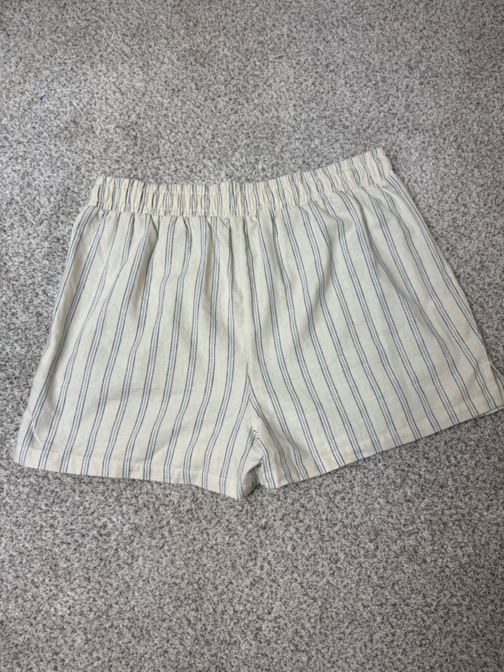 Albion Fit Cabana Shorts Linen Cotton Large L Blue Stripe High Waist Coastal - Picture 4 of 9